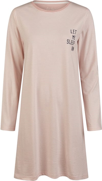 By Louise Essential Dames Nachthemd Lange Mouw Gestreept Roze - Maat 3XL