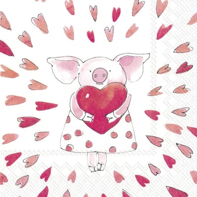 Cocktail servetten Piggy 'love' - IHR - 25x25 cm