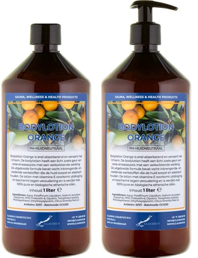 Bodylotion Orange 1 Liter - met gratis pomp - set van 2 stuks