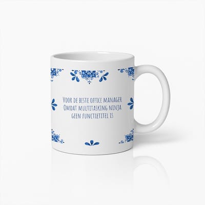 Grappige Office Manager Mok 330ml – “Omdat Multitasking Ninja Geen Functietitel Is” – Humoristisch Bedankcadeau voor Baas of Collega