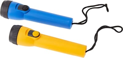 SCH® Zaklamp op batterijen - Zaklamp - Zaklampen - Geel/Blauw - ‎18cm x 4cm x 8cm