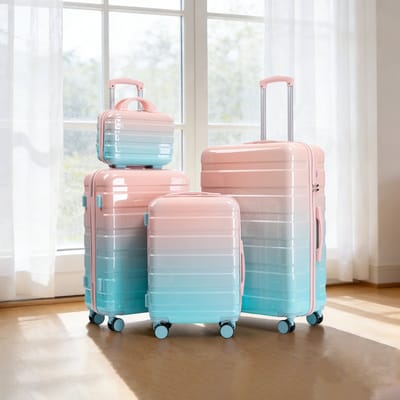MODFU - 4-Delige Kofferset - Harde Schaal En Cijferslot - Modern - Voor Reizen - PC - Roze - 14/20/24/28 Inch