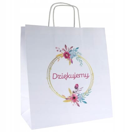Papieren Bedanktas 30x17x34cm - Wit Kraft met "Dank U" Opdruk