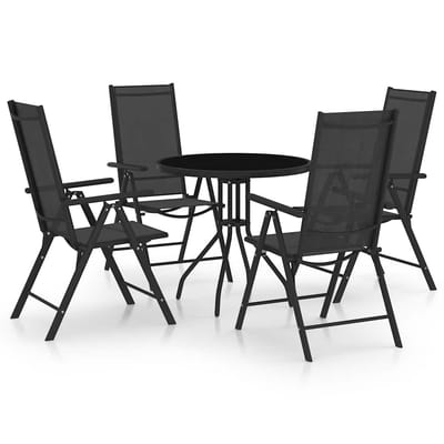 vidaXL - 5-delige - Tuinset - aluminium - en - textileen - zwart