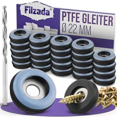 Teflon meubelglijders om te schroeven - 26 stuks - Ø 22 mm