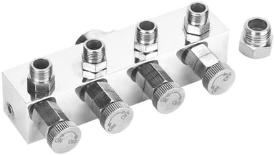 Allecto - Aluminium Lucht Slangverdeler - 4-Weg Doseringsverdeler - Airbrush Adapter - Geschikt voor airbrushen - Efficiënt luchtbeheer - Ideaal vo...