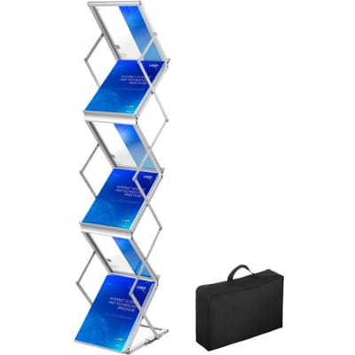 VEVOR Opvouwbaar Tijdschriftenrek Zilver Catalogus Houder Stand 26 X 36 X 152 Cm Opvouwbare Catalogus Van Aluminiumlegering en Pc-Borden Met 6 Vakken Gebruikt In Tentoonstellingen Beurzen Bibliotheken