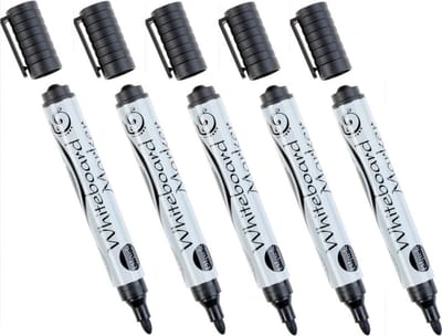 Whiteboard marker/stift - 5x - zwart - uitwisbaar - kantoor/school artikelen