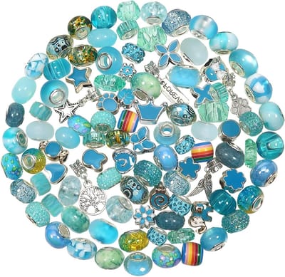100 Stuks Grote Gat Kralen van Plastic en Hars in Lichtblauw voor Handgemaakte Sieraden, Armbanden en Kettingen in Diverse Maten