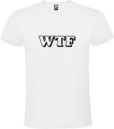Wit T-shirt ‘WTF’ Zwart maat XS