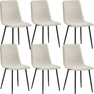 Colenis® - Elise Eetkamerstoel - Set Van 6 - Beige - Fabb Stof - Industrieel