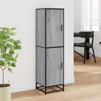 vidaXL - Hoge - kast - 35,5x35x139 - cm - bewerkt - hout - en - metaal - grijs - sonoma