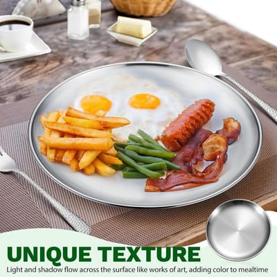 6 stuks roestvrijstalen borden, roestvrij staal, rond servies, 20 cm, ronde roestvrijstalen borden, campingborden, roestvrijstalen borden, roestvrijstalen borden voor restaurants, picknicks