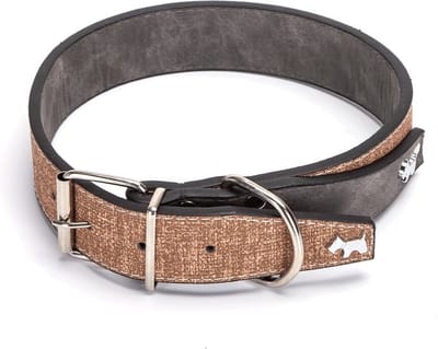 Nobleza Halsband voor hond - Maat L - Verstelbaar 44 / 54 cm - Luxe hondenhalsband lederlook - Bruin