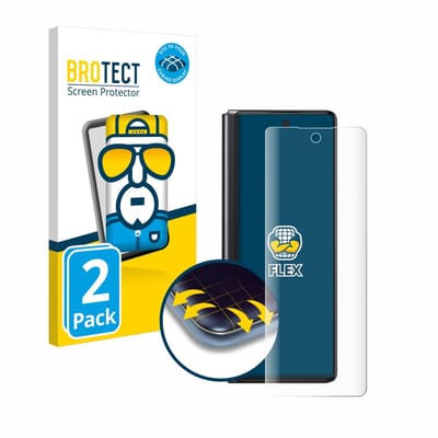 BROTECT - Screenprotector voor Samsung Galaxy Z Fold 2 5G - Folie Beschermfolie transparant volledig dekking - 2 Stuks