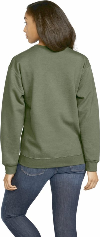 Gildan - Softstyle Midweight Fleece Crewneck Sweater - Military Green maat S