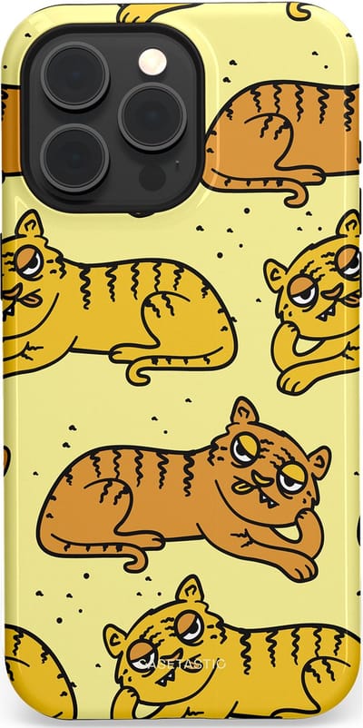 Casetastic hoesje geschikt voor Apple iPhone 15 Pro Max - MagSafe - Dubbellaagse bescherming - Tijger dromen - Fashion Case - Crème Goud Olijfgroen