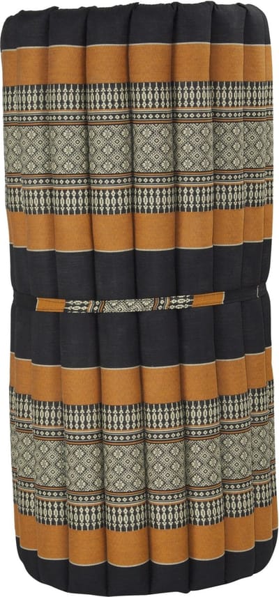 Fine Asianliving Thaise Mat Oprolbaar Matras 190x78x4.5cm Zwart Oranje Meditatie Mat Matras