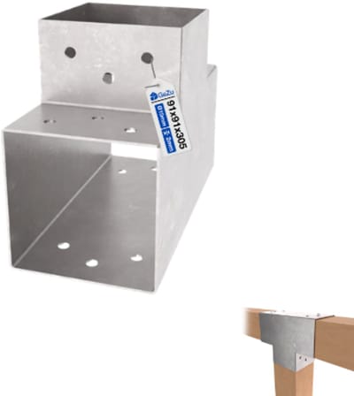 GeZu Impex T Paalverbinder voor pergola 90 × 90 mm – Thermisch Verzinkt