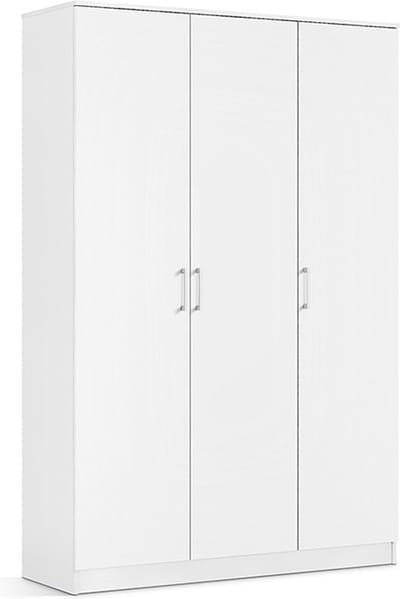 Interiax Kledingkast 'Amelie' - Opbergkast met 3 Deuren, 1 Kledingroede & 4 Legplanken | Wit | 180x120x54 cm