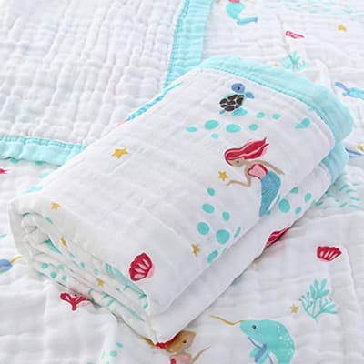6-laags Katoenen Musselin Babydeken - Zachte Knuffeldeken voor Pasgeborenen, 110 x 110 cm, Multifunctioneel en Uniseks