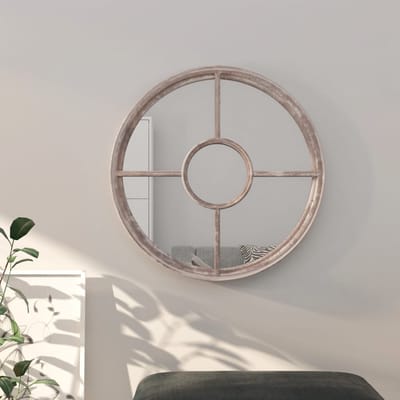 vidaXL - Spiegel - rond - 60x4 - cm - ijzer - zandkleurig