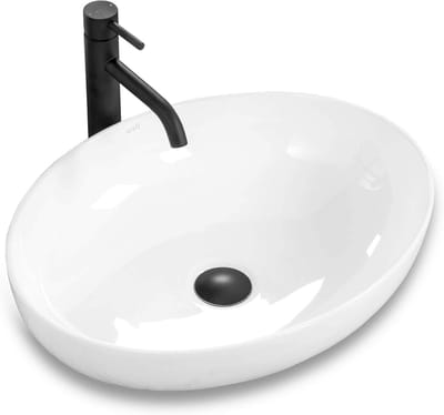 Ovale Keramische Opzetwastafel 50x39 cm - Stijlvolle Handwastafel voor Badkamer of Gastentoilet