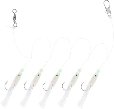 Dailygoods- Visgerei 15Pcs Lichtgevend - Zeevis Hoofd Haak - Gloeiende Haak - Plastic Aas Kit - Duurzaam - Flexibel - Geschikt voor Kabeljauw - Vishaak