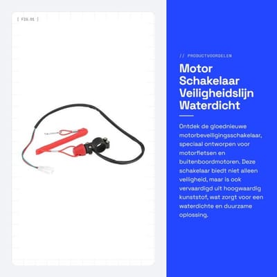 Motor Schakelaar - Veiligheidslijn - Waterdicht - Zwart en Rood - Buitenboordmotor - Betrouwbaar en Duurzaam - Geschikt voor Motorfietsen