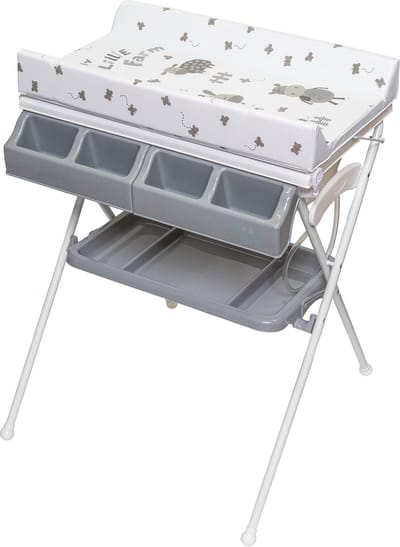 ib style® KOA Bad-/Wickelkombinatie - Multifunctioneel - Ingebouwd bad - Opvouwbaar - Opbergruimte - Zacht kussen - Compact - Hygiënisch - MY LITTLE FARM