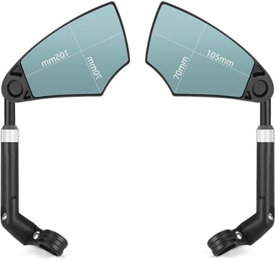 Achteruitkijkspiegel - Fietsspiegel ebike - Achteruitkijkspiegel fiets - Reflector fiets - Spiegel - 360° Rotatie - Anti-reflectie - Nylon + Glas - Lntrekbaar - Voor Fietsen - Mountainbikes - Zwart