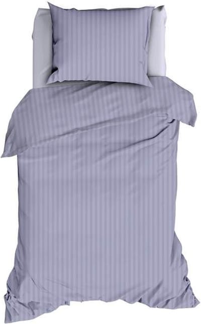 Satin d'Or Satijnstreep Dekbedovertrek - Eenpersoons - 140x200/220 cm - Lilac
