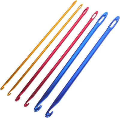 Set van 6 grote haaknaalden voor Tunesisch haken met koord - Perfect voor creatief breien en haken