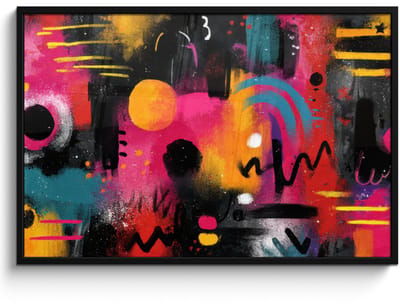 Poster in lijst - Fotolijst 120x80 cm - Posters - Kleurvlakken - Vormen - Kleurrijk - Abstract - Posterlijst zwart - Decoratie - Wanddecoratie woonkamer - Muurdecoratie slaapkamer