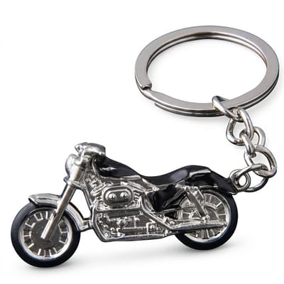 Zwart zilverkleurige motor sleutelhanger met 3D motorfiets hanger en metalen sleutelring – sleutelhanger voor dames en heren – decoratieve keychain in motor vorm met gedetailleerd ontwerp