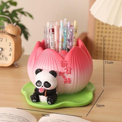 Cartoon Creatieve Panda Pennenhouder Hars Ornament Student Afstuderen Grote Capaciteit Bureau Decoratie Kinderen Vakantie Cadeau multi