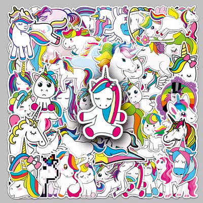 Eenhoorn unicorn - 50 stuks - waterproef stickers - deco stickers- laptop stickers - knutselen - bullet journal stickers