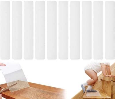 Transparante antislip strips - 10 stuks - Anti slip trap strip - 61 x 15 cm - Antislip Tape - Grip Trap Stickers - Veiligheidsstrips - Zelfklevende - Antislip ondertapijt - Voor trappen en vloeren - Sterke grip - Voor kinderen, ouderen en huisdieren