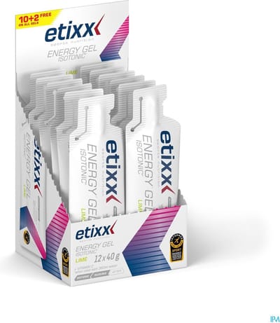 Etixx Isotonic Drink Energy Gel - Sports Nutrition - Energy Gel - 12X40 gram - Limoen - 25G koolhydraten - Extra Natrium (255MG) - Gebruik met en zonder water
