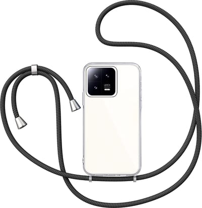 Hoesje met Koord geschikt voor Xiaomi 13 - Back Cover Siliconen Case Transparant Hoes Zwart