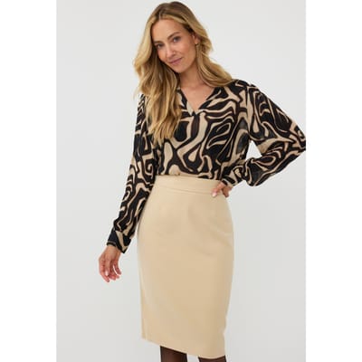 EsQualo Blouse V-neck Harmony Print Maat: 46 | Blouses Outlet | Dames | Zwart