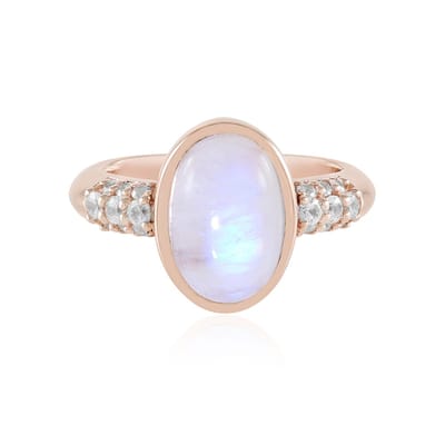 Cavill - Elegante ring 925 Sterling zilver rosé verguld - Blauwe maansteen ovaal 3,6 ct - Sprankelende zirkonia dames ring 4,06 ct