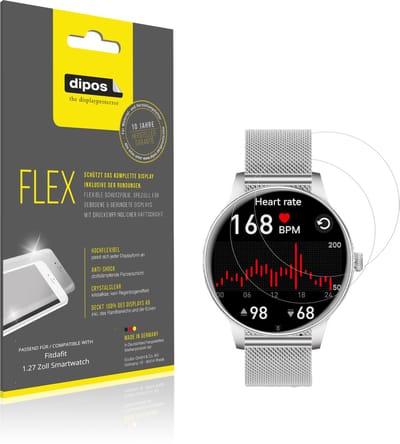 dipos – 2x Beschermfolie geschikt voor Fitdafit 1.27 Zoll Smartwatch | 3D Full Cover Screenprotector | 100% Passend