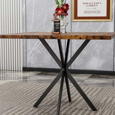 HAUSS SPOLE Vierkante Eettafel - Ruimtebesparend En Stevig - Voor Keuken Eetkamer Of Kantoor - Hout En Metaal - Bruin