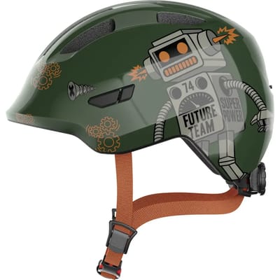 Fietshelm ABUS SMILEY 3.0 green robo M - 50-55 cm - grijs - Geschikt voor gebruik op kinderfietsen - 240 g