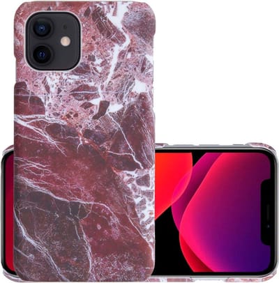Hoes Geschikt voor iPhone 11 Hoesje Marmer Back Case Hardcover Marmeren Hoes Marmer - Rood