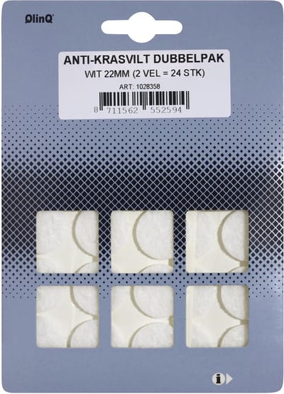 Qlinq Anti-krasvilt - 24x - wit - 22 mm - rond - zelfklevend - meubel beschermvilt
