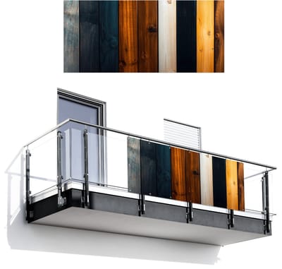 Balkonscherm 200x90 cm - Balkonposter Hout - Planken - Donker - Warm - Balkon scherm decoratie - Balkonschermen - Balkondoek zonnescherm