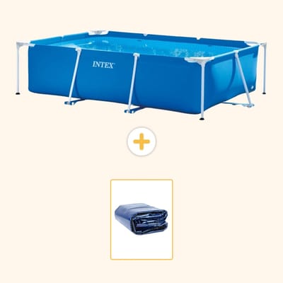 Intex Rechthoekig Frame Zwembad - 300 x 200 x 75 cm - Blauw - Inclusief Solarzeil - 2-delig
