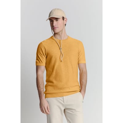 No Excess Pullover Short Sleeve Crewneck Solid Slub Knit Yellow Größe: XL | Pullover Outlet | Herren | Gelb